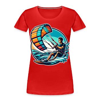 Kitesurfer Kiteboard Kitesurfen Kitesurf - Frauen Premium Bio T-Shirt - Rot - Vorne - Mia (176cm)