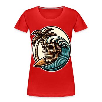 Crâne de surfeur de surf - T-shirt bio Premium Femme - rouge - Devant - Mia (176cm)