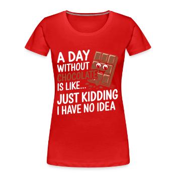 Chocolat - T-shirt bio Premium Femme - rouge - Devant - Mia (176cm)