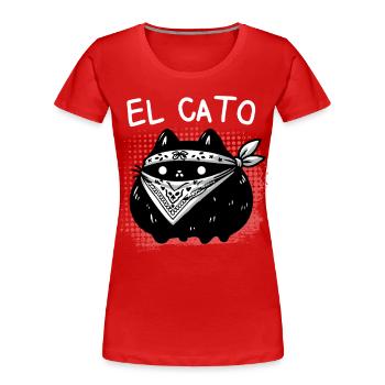 El Cato Bandana-Katze – Niedlich kriminell charm - Frauen Premium Bio T-Shirt - Rot - Vorne - Mia (176cm)