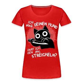 Süße Katze mit Messer – Niedlich, aber tödlich - Frauen Premium Bio T-Shirt - Rot - Vorne - Mia (176cm)