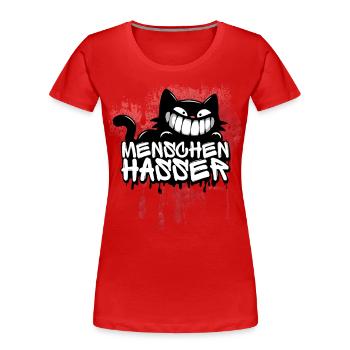 Menschenhasser Katze – Für alle, die ehrlich sind - Frauen Premium Bio T-Shirt - Rot - Vorne - Mia (176cm)