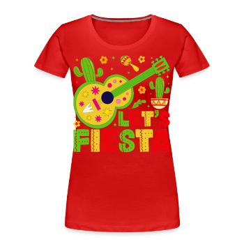 Let's Fiesta - Frauen Premium Bio T-Shirt - Rot - Vorne - Mia (176cm)