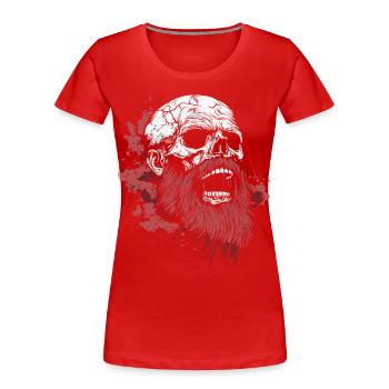 Bearded Skull – Viking Rage Art - Women's Premium Organic T-Shirt - red - Front - Mia (176cm)