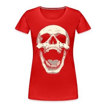 Schreiender Totenkopf mit Zunge – Dark Art - Frauen Premium Bio T-Shirt - Rot - Vorne - Mia (176cm)