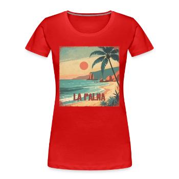 La Palma - T-shirt bio Premium Femme - rouge - Devant - Mia (176cm)