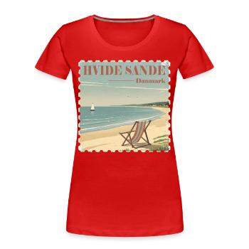 Hvide Sande, Danemark - T-shirt bio Premium Femme - rouge - Devant - Mia (176cm)