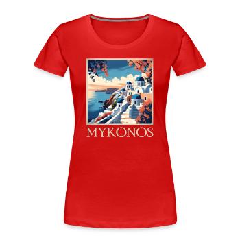 Mykonos - T-shirt bio Premium Femme - rouge - Devant - Mia (176cm)