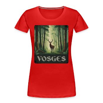 Forêt de Cerfs des Vosges - T-shirt bio Premium Femme - rouge - Devant - Mia (176cm)