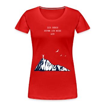 Wandern Minimalistisch - Frauen Premium Bio T-Shirt - Rot - Vorne - Mia (176cm)