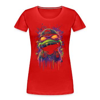 Graffiti grenouille style urbain bande dessinée look néon - T-shirt bio Premium Femme - rouge - Devant - Mia (176cm)