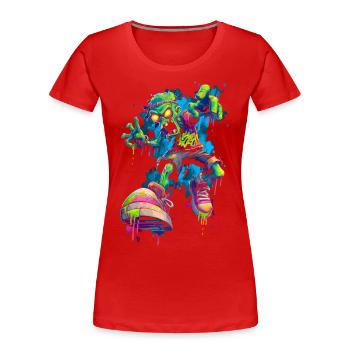 Neon Zombie Streetstyle Bande dessinée Skater Graffiti Look - T-shirt bio Premium Femme - rouge - Devant - Mia (176cm)