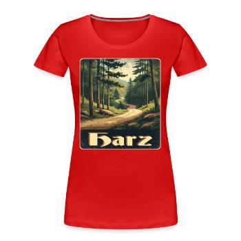 Harz Wanderweg - Frauen Premium Bio T-Shirt - Rot - Vorne - Mia (176cm)