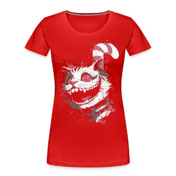 Psycho Cat Design - Look de chat Crazy Cheshire - T-shirt bio Premium Femme - rouge - Devant - Mia (176cm)