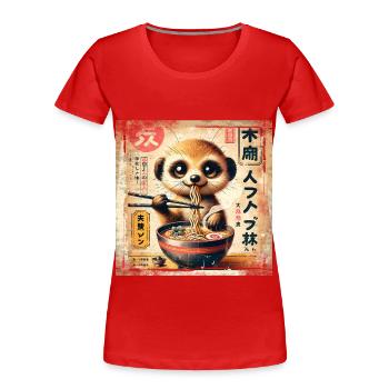 Ramen Meerkat Grunge Poster Style - T-shirt bio Premium Femme - rouge - Devant - Mia (176cm)