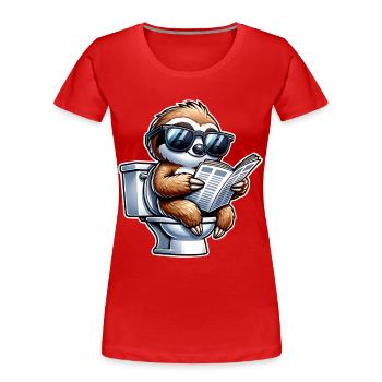 Journal de toilette paresseux - T-shirt bio Premium Femme - rouge - Devant - Mia (176cm)