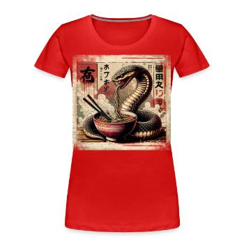 Ramen Snake Japon Grunge Poster Style - T-shirt bio Premium Femme - rouge - Devant - Mia (176cm)