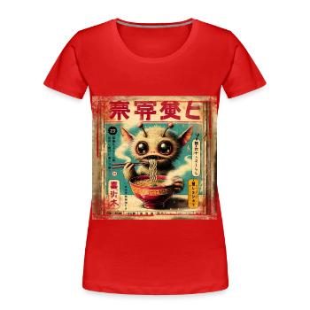Alien Ramen Grunge Poster Style - T-shirt bio Premium Femme - rouge - Devant - Mia (176cm)
