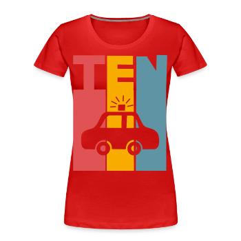 10e anniversaire de la police - T-shirt bio Premium Femme - rouge - Devant - Mia (176cm)