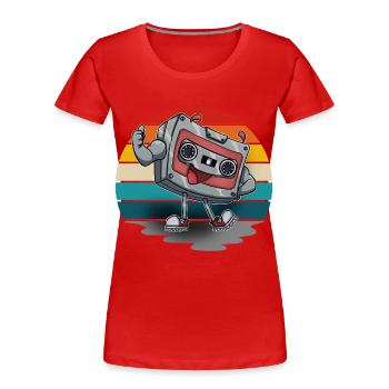 Kassette - Frauen Premium Bio T-Shirt - Rot - Vorne - Mia (176cm)