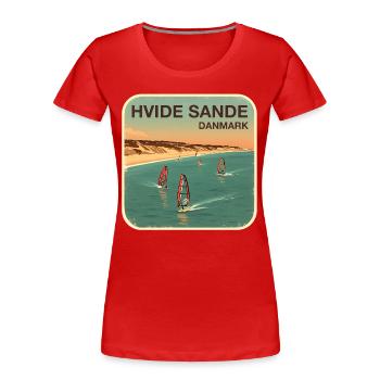 Hvide Sande, alternativement, Danemark - T-shirt bio Premium Femme - rouge - Devant - Mia (176cm)