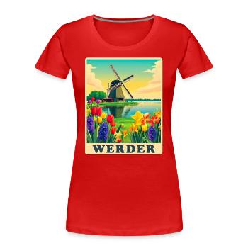 Werder Havel Windmühle - Frauen Premium Bio T-Shirt - Rot - Vorne - Mia (176cm)
