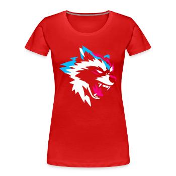 Neon Wolf Kopf – Aggressives Gaming Design - Frauen Premium Bio T-Shirt - Rot - Vorne - Mia (176cm)