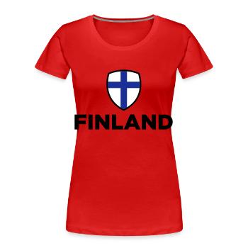 Finland Emblem Small 1 (3c, NEU) - T-shirt bio Premium Femme - rouge - Devant - Mia (176cm)