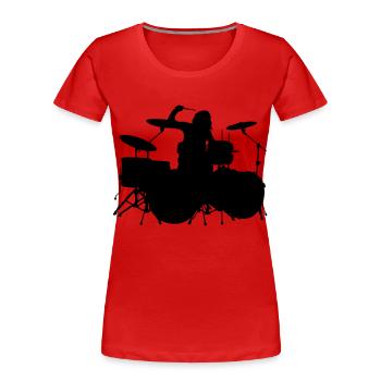 l'évolution de la batteuse - T-shirt bio Premium Femme - rouge - Devant - Mia (176cm)
