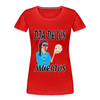 Mexiko Dia de los Muertos Catrina, Halloween - Frauen Premium Bio T-Shirt - Rot - Vorne - Mia (176cm)