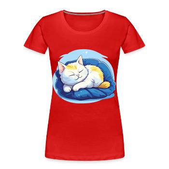 Sleeping Cat Official Sleep Shirt Kitten - Women's Premium Organic T-Shirt - red - Front - Mia (176cm)