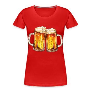 Chopes à bière Chopes à bière Verres à bière Bière à boire de l’alcool - T-shirt bio Premium Femme - rouge - Devant - Mia (176cm)
