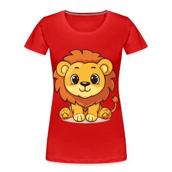 Löwe Löwenbaby Baby Kind Kindlich Süß Niedlich - Frauen Premium Bio T-Shirt - Rot - Vorne - Mia (176cm)
