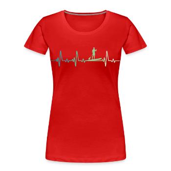 Stand up paddle heartbeat - Women's Premium Organic T-Shirt - red - Front - Mia (176cm)