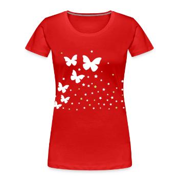 Schmetterlinge & Sternchen - Frauen Premium Bio T-Shirt - Rot - Vorne - Mia (176cm)