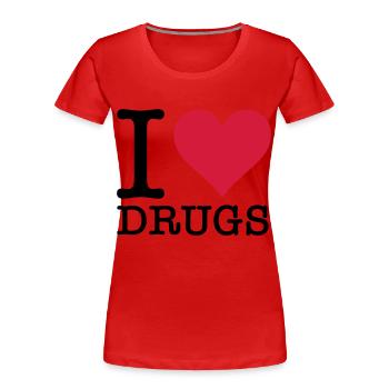 Ich liebe Drogen! - Frauen Premium Bio T-Shirt - Rot - Vorne - Mia (176cm)
