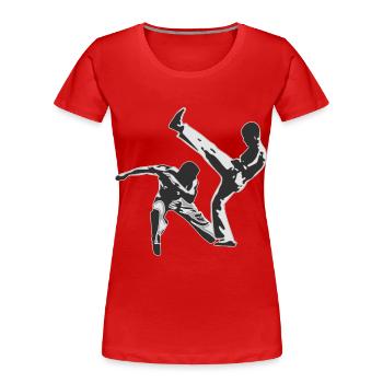 capoeira 3 - Frauen Premium Bio T-Shirt - Rot - Vorne - Mia (176cm)