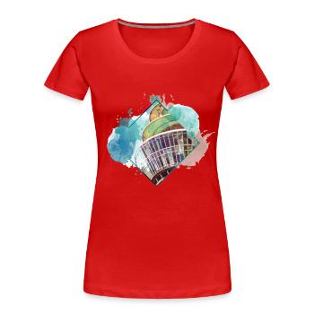Düsseldorf Allemagne City Skyline Splash Coloré - T-shirt bio Premium Femme - rouge - Devant - Mia (176cm)