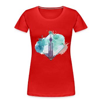 Düsseldorf Allemagne City Skyline Splash Coloré - T-shirt bio Premium Femme - rouge - Devant - Mia (176cm)