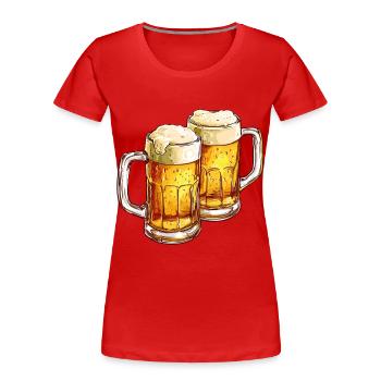 Chope à bière Chopes à bière Verres à bière Bière Alcool Alcool - T-shirt bio Premium Femme - rouge - Devant - Mia (176cm)