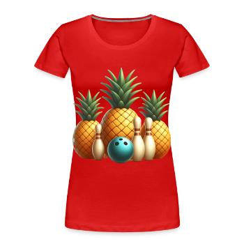 Bowling-Ananas 🎳🍍 - Urlaub im Bowling - Frauen Premium Bio T-Shirt - Rot - Vorne - Mia (176cm)