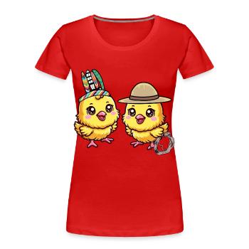Wilder Westen Western Küken Hühner Huhn - Frauen Premium Bio T-Shirt - Rot - Vorne - Mia (176cm)
