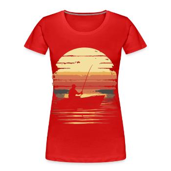 Angeln Boot Fischen Vintage Sonnenuntergang - Frauen Premium Bio T-Shirt - Rot - Vorne - Mia (176cm)
