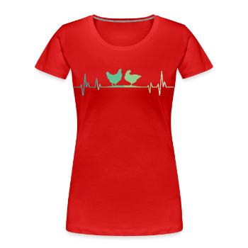 Hennenherzschlag-Hennen - Frauen Premium Bio T-Shirt - Rot - Vorne - Mia (176cm)