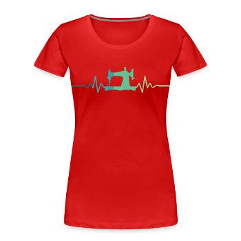 Sewing Machines Heartbeat Sew - Women's Premium Organic T-Shirt - red - Front - Mia (176cm)