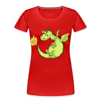 Flim Flam Funkel - Feuerdrache - Frauen Premium Bio T-Shirt - Rot - Vorne - Mia (176cm)