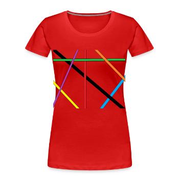 stripe - Women's Premium Organic T-Shirt - red - Front - Mia (176cm)