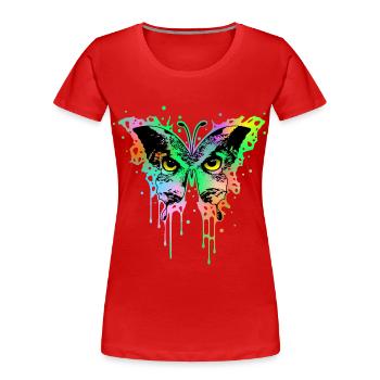 Hibou Papillon 1 - T-shirt bio Premium Femme - rouge - Devant - Mia (176cm)