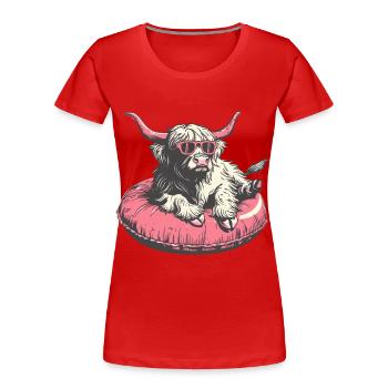 Highland Cattle Lunettes de soleil Pneu Rose - T-shirt bio Premium Femme - rouge - Devant - Mia (176cm)