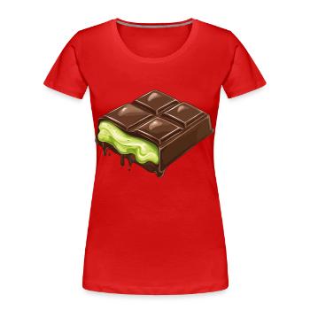 Dubaï Chocolat Pistaches Pistache Crème Chocolat - T-shirt bio Premium Femme - rouge - Devant - Mia (176cm)
